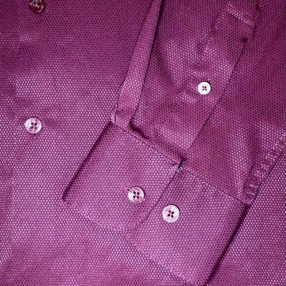Ben Sherman Slim Fit Textured Dress Shirt in Burgundy Men’s XL-17/17 1/2-34/35 - Picture 3 of 8